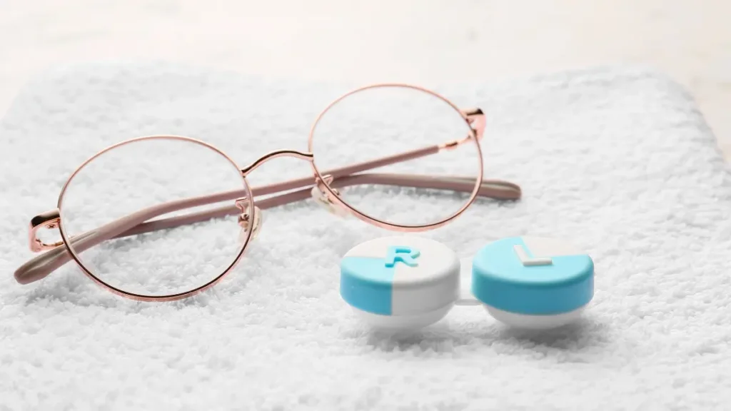 benefícios e precauções ao usar lentes de contato e óculos