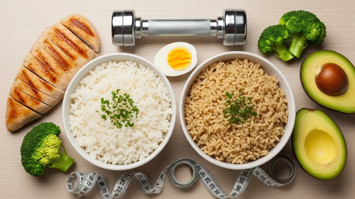 Arroz branco ou integral para ganhar massa muscular